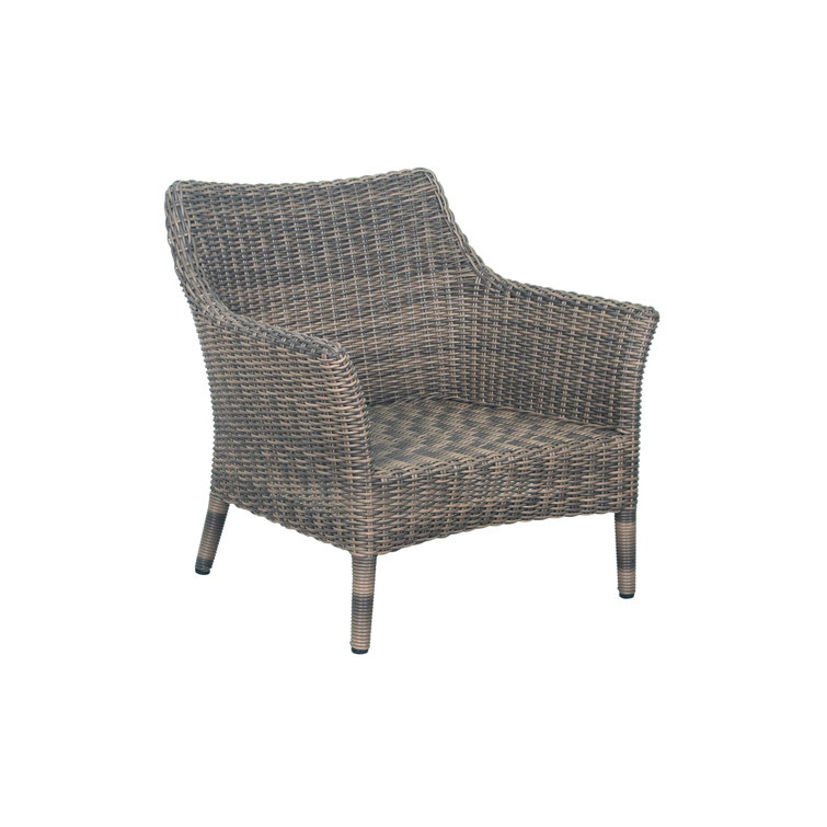 Sea Wattle Brown Wicker Outdoor Lounge Chair with Cushions
