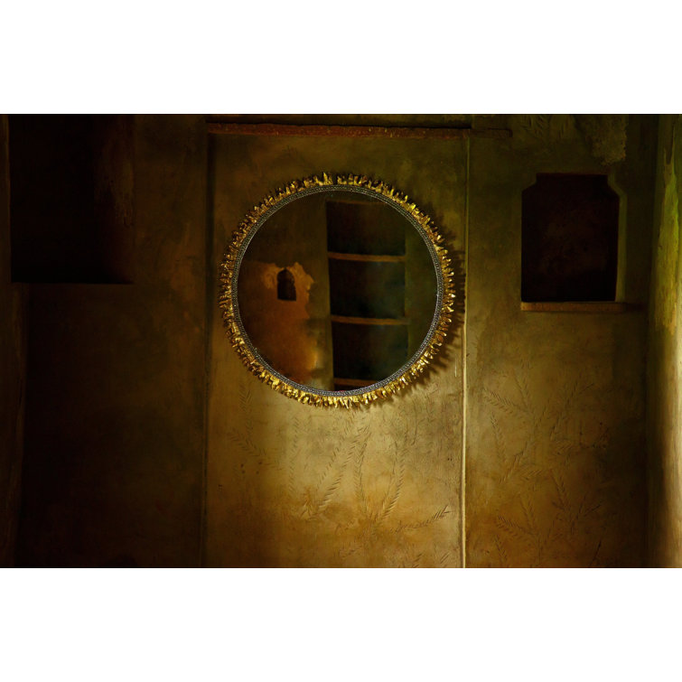 Sunflower 36" Gold Round Wall Mirror