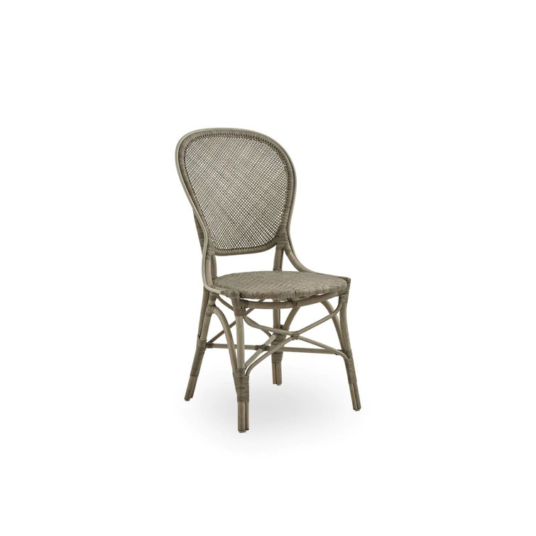 Taupe Grey Rattan Cane Side Chair