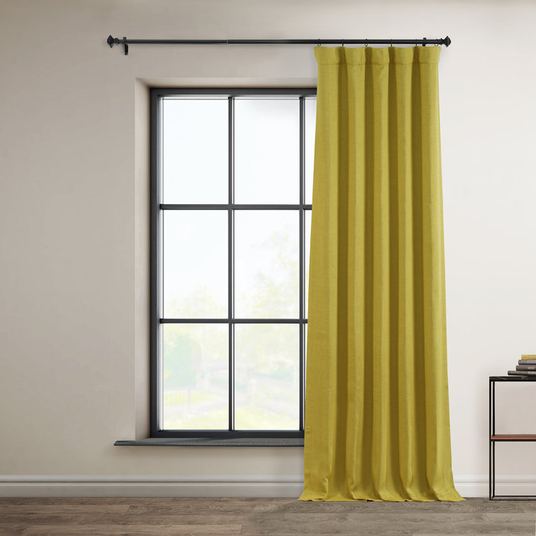 Blazer Grey 100" x 96" Faux Linen Blackout Curtain Panel