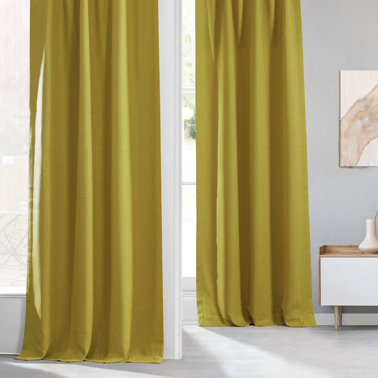 Dandelion Gold Faux Linen Blackout Curtain Panel, 100" x 84"
