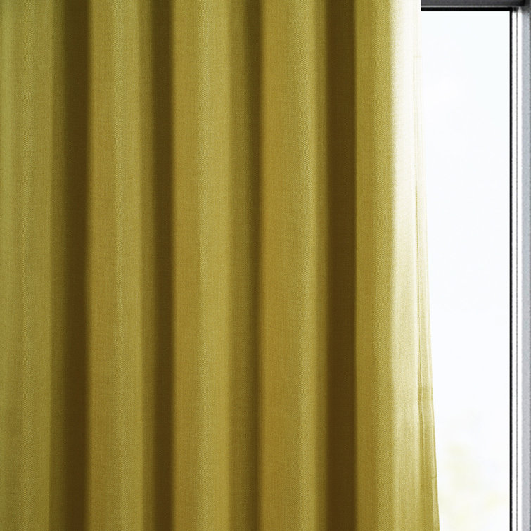 Dandelion Gold Faux Linen Blackout Curtain Panel, 100" x 84"