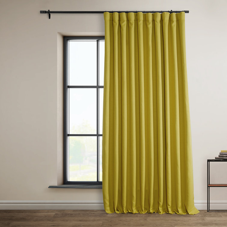 Denim Blue Faux Linen Blackout Curtains, 100" x 84"