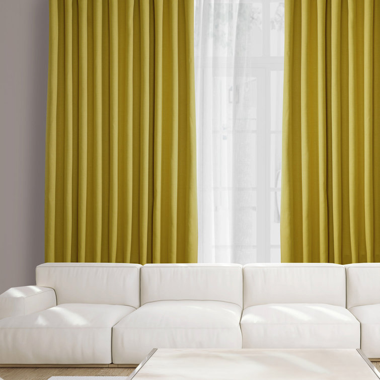 Blazer Grey 100" x 96" Faux Linen Blackout Curtain Panel