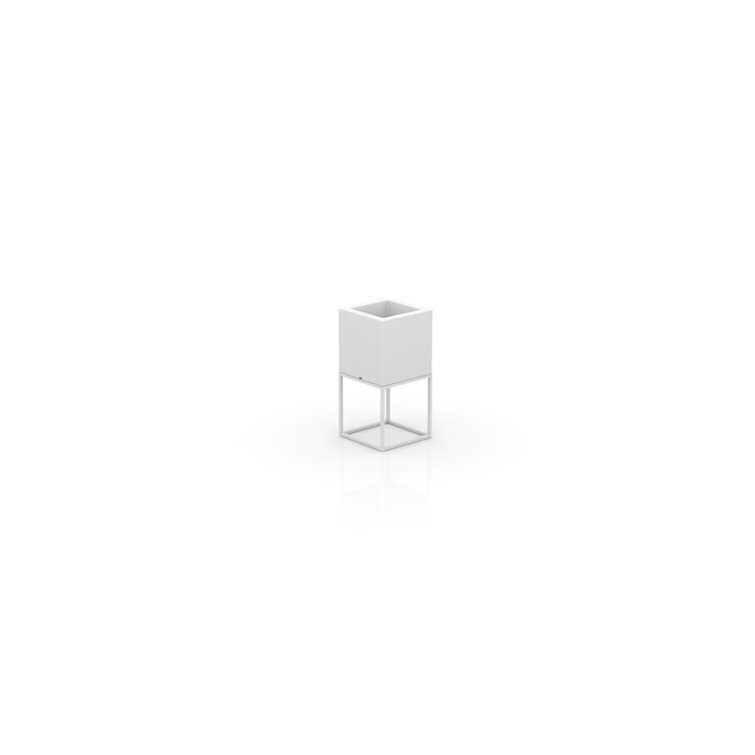 Ice White Resin Square Elevated Planter with Metal Frame