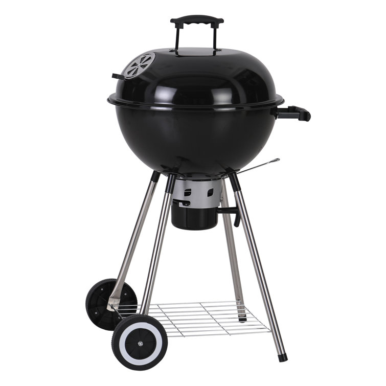 Black Porcelain-Enamel 18" Kettle Charcoal Grill with Ash Catcher
