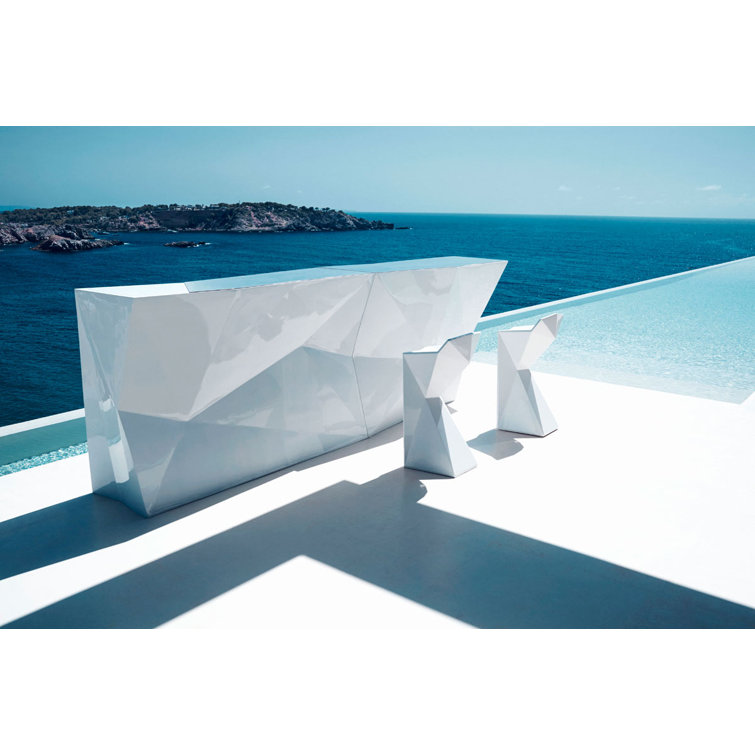 White Geometric Plastic Outdoor UV Resistant Bar Counter