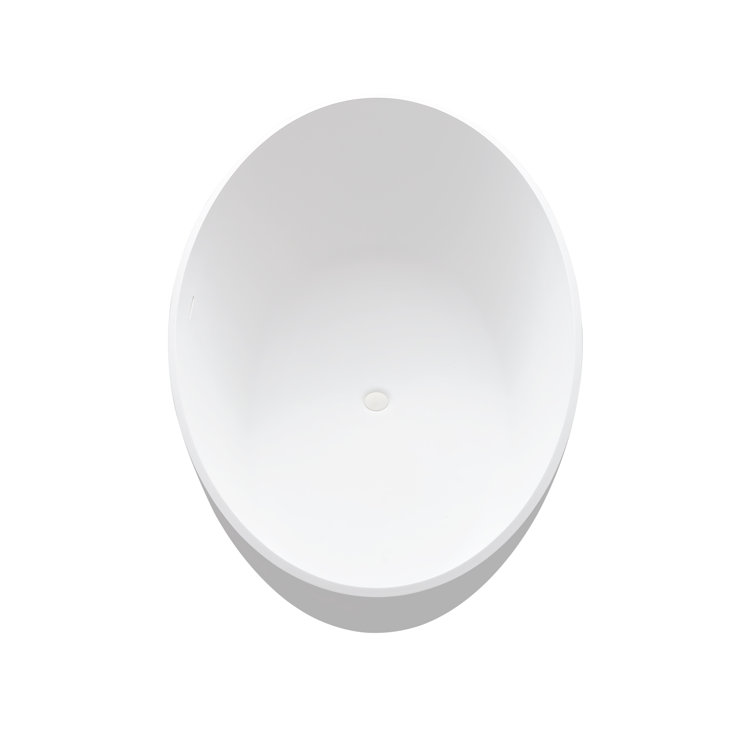 White Oval Freestanding Resin Soaking Bathtub