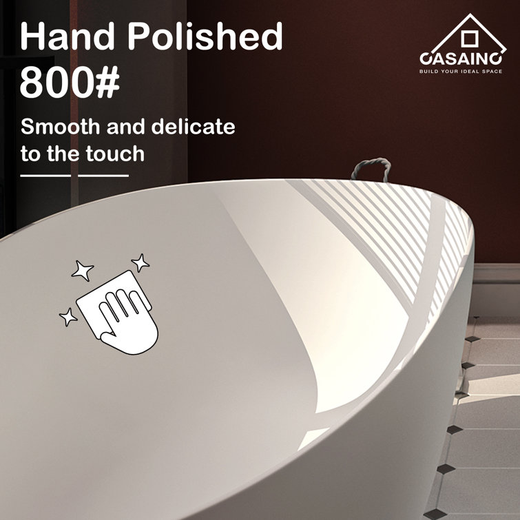 67'' White Stone Resin Freestanding Soaking Bathtub