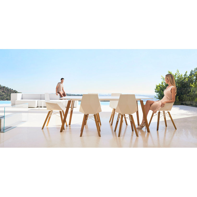 Modern Matte White and Beech Wood Dining Chair
