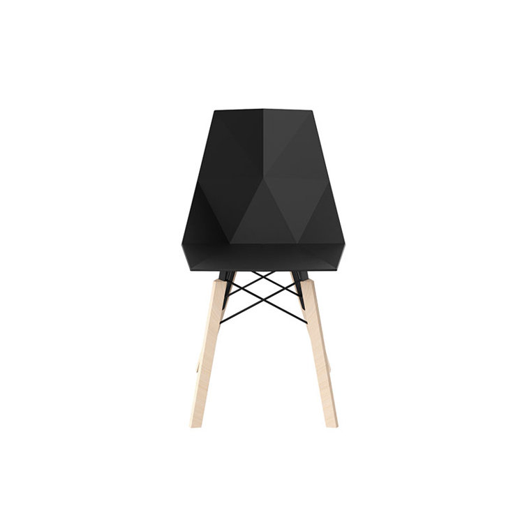 Matte Black Polypropylene & Beech Wood Armless Chair