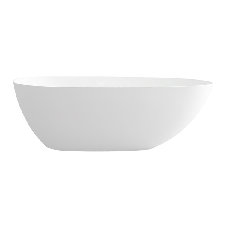 67'' White Stone Resin Freestanding Soaking Bathtub