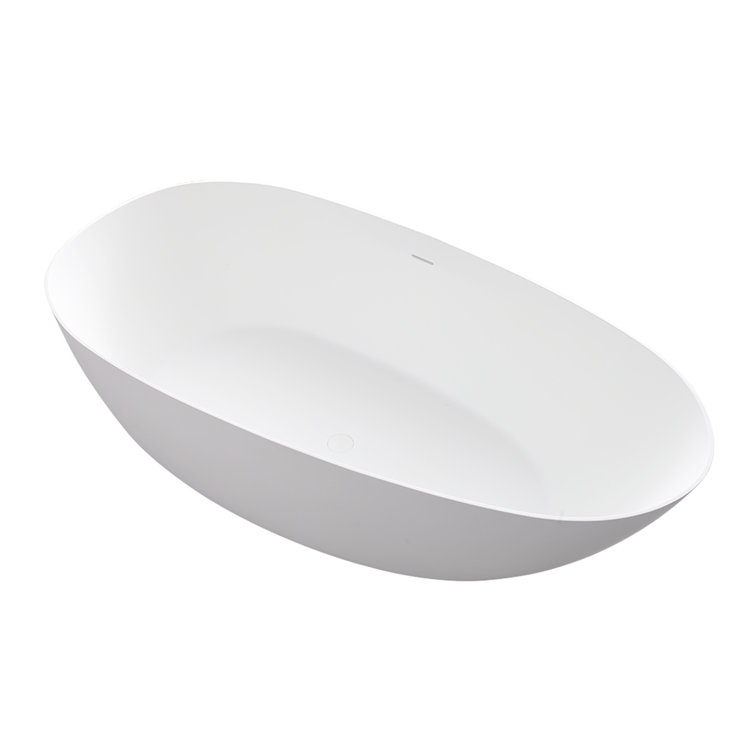 67'' White Stone Resin Freestanding Soaking Bathtub