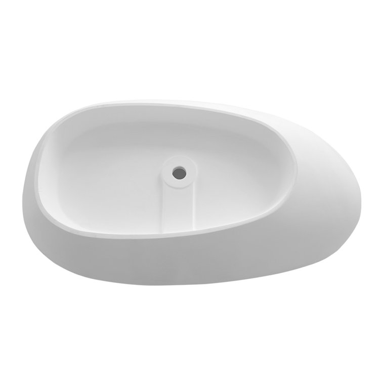 67'' White Stone Resin Freestanding Soaking Bathtub