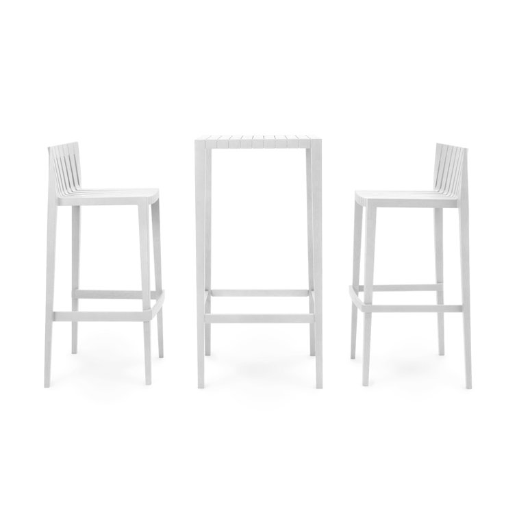 Spritz White Outdoor Bar Table and Stool Set, Inspired by Mediterranean Warmth