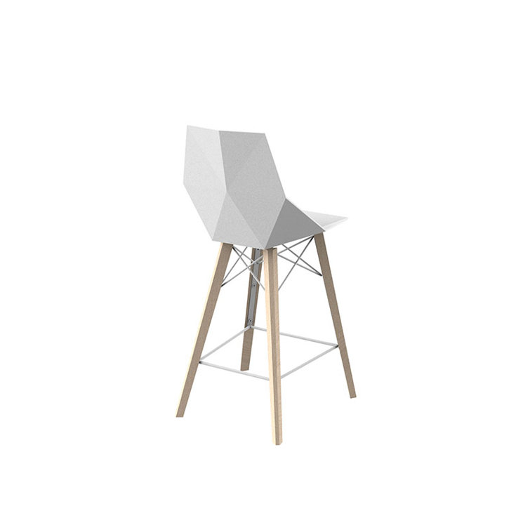 Luna 24.75'' Matte White and Natural Beech Wood Counter Stool