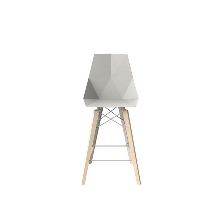 Luna 24.75'' Matte White and Natural Beech Wood Counter Stool