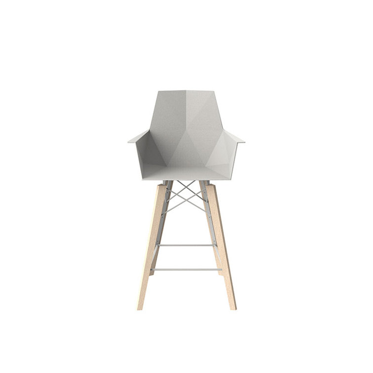 Matte White and Natural Beech Wood Counter Stool