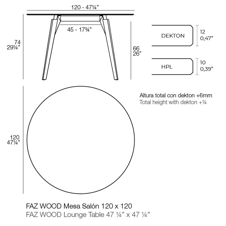 Faz Round 47'' White Acrylic Top Dining Table with Oak Legs