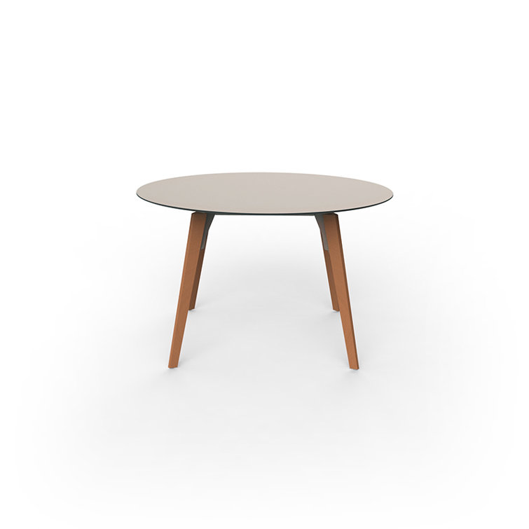 Faz Round 47'' White Acrylic Top Dining Table with Oak Legs