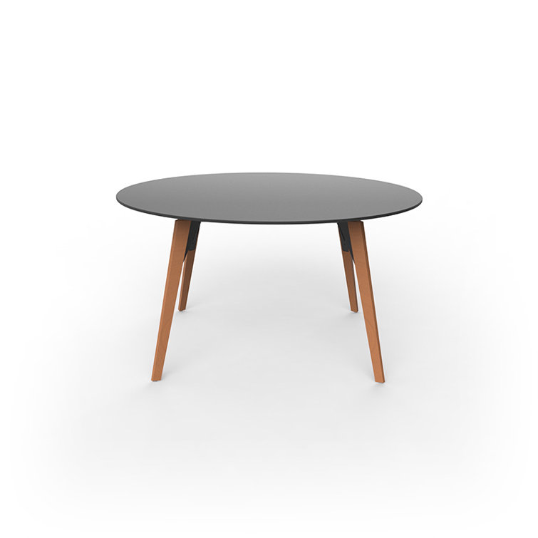 Large Black Beech Wood Round Lounge Table, 55" Diameter