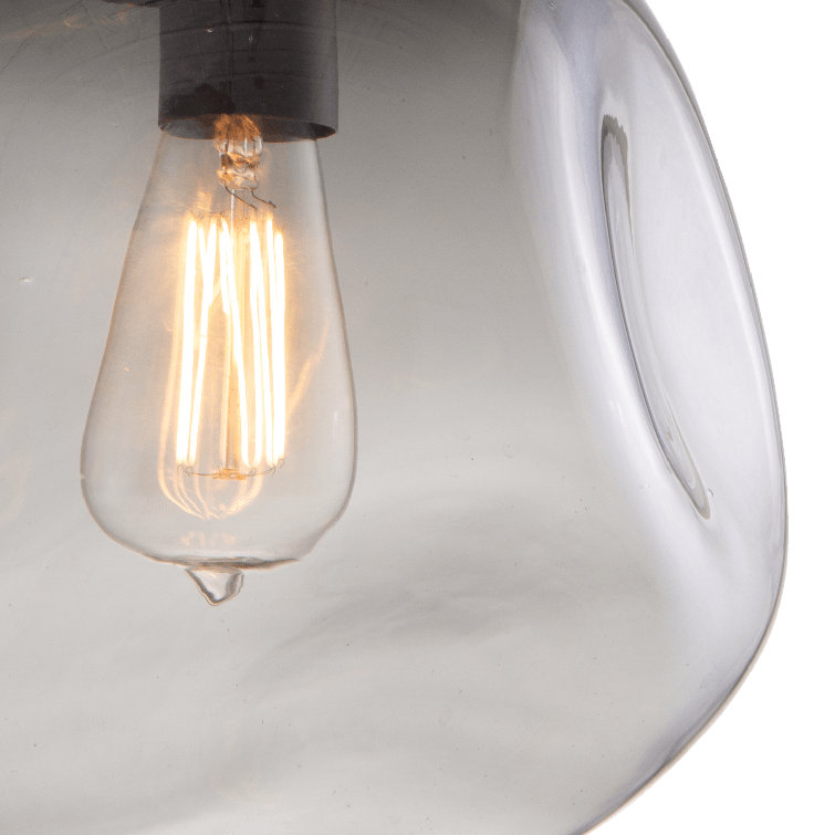 Matte Black and Silver Cosmos Linear LED Island Light with Artisan Blown Glass