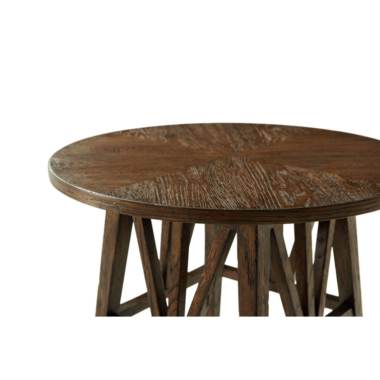 Dusk Oak Round Geometric Pattern Side Table