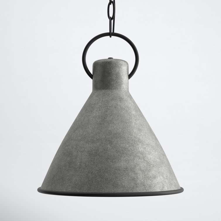 Rustic Pewter 15.5'' Single Light Metal Pendant with Distressed Black Accents