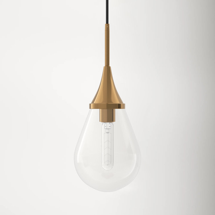 Gold and Clear Glass Teardrop Pendant Light