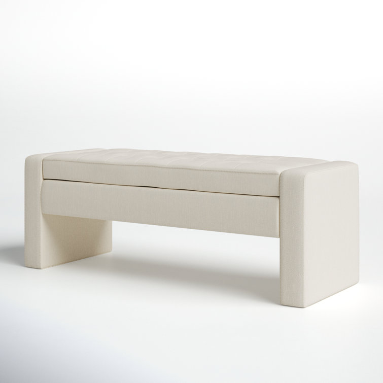 Gillian Cream Upholstered Storage Bench with Flip Top