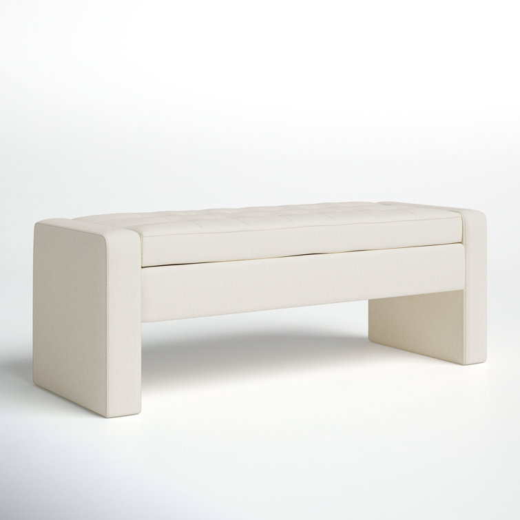 Gillian Cream Upholstered Storage Bench with Flip Top