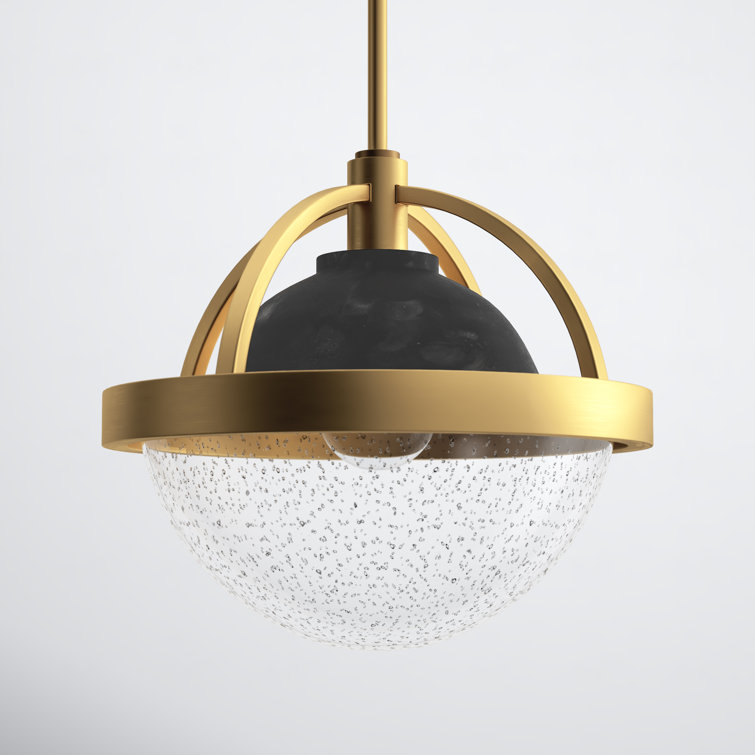 Heritage Brass & Slate Bronze Clear Seedy Glass Globe Pendant
