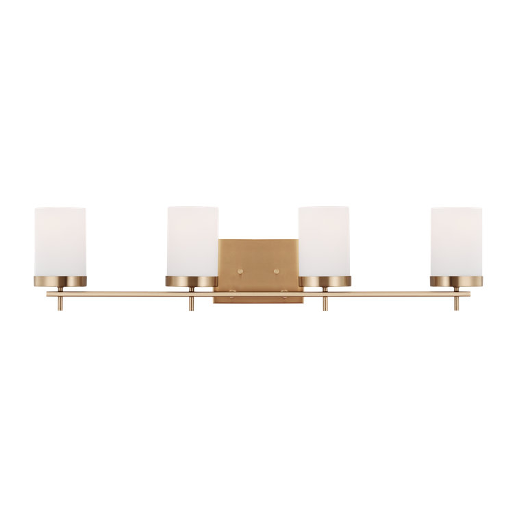 Zire Elegant 2-Light Vanity Fixture in Satin Brass with Etched Glass