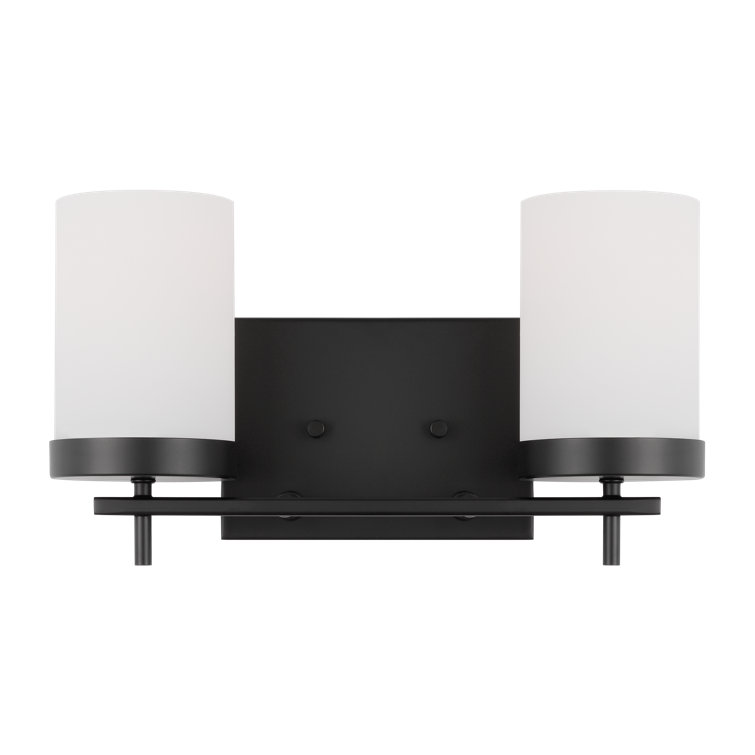 Zire Midnight Black 3-Light Vanity Wall Light with Etched White Glass