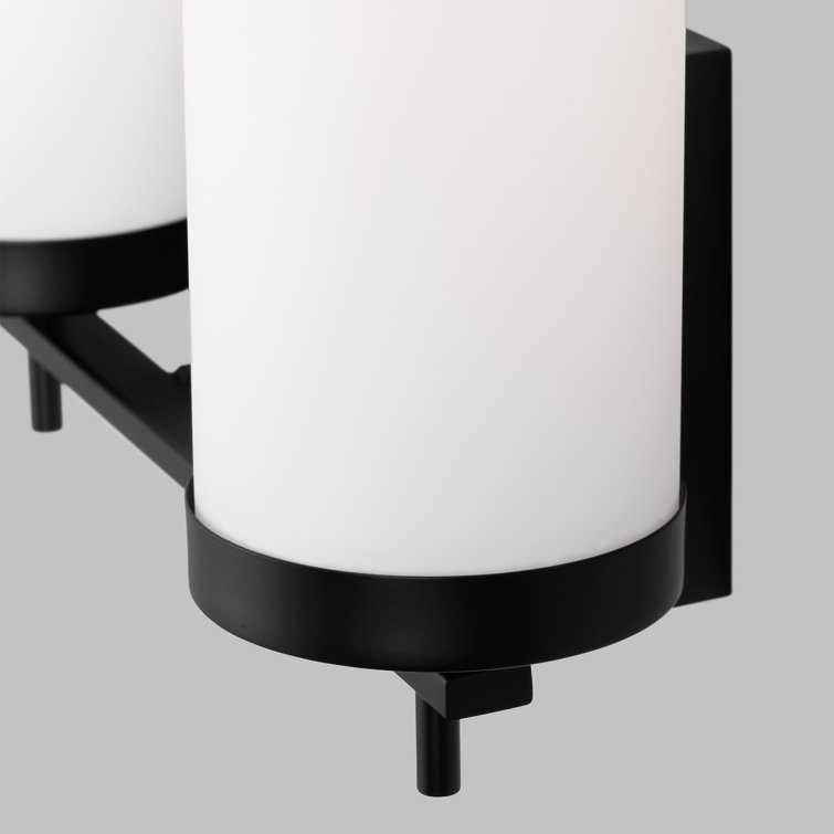 Zire Midnight Black 3-Light Vanity Wall Light with Etched White Glass