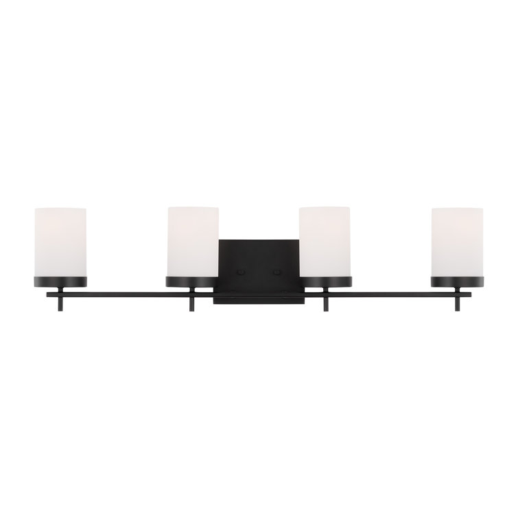 Zire Midnight Black 3-Light Vanity Wall Light with Etched White Glass