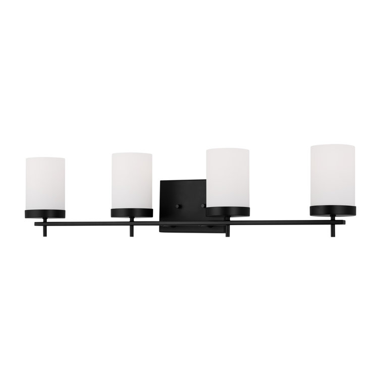 Zire Midnight Black 3-Light Vanity Wall Light with Etched White Glass
