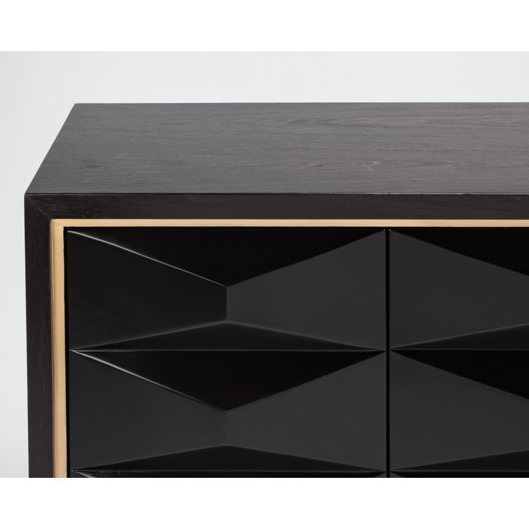 Black Wood Veneer Accent Cabinet with Gold Metal Legs