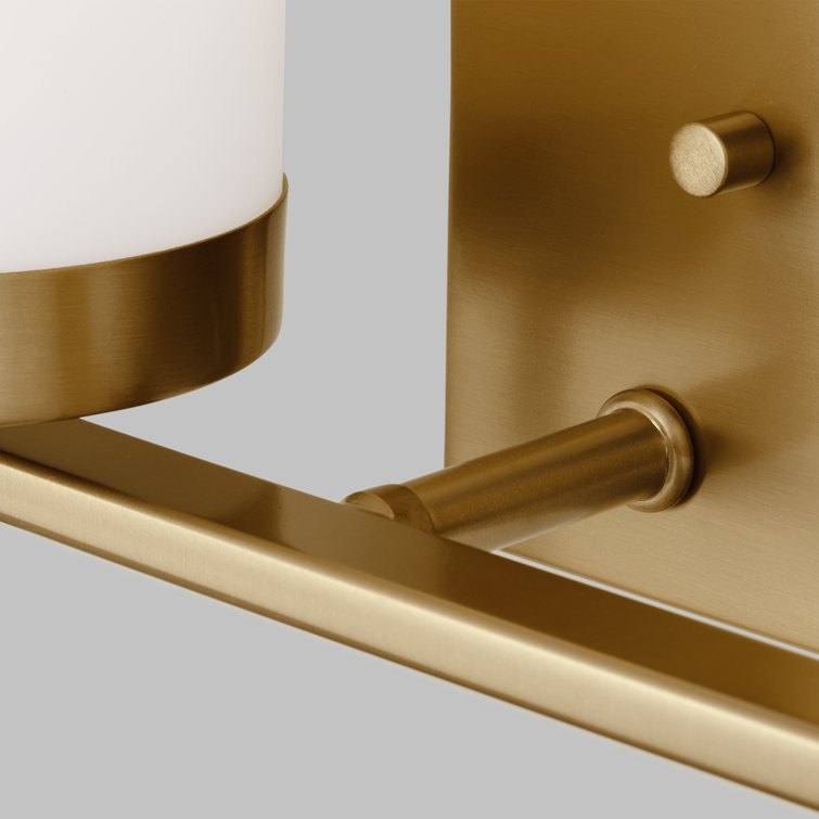 Zire Elegant 2-Light Vanity Fixture in Satin Brass with Etched Glass