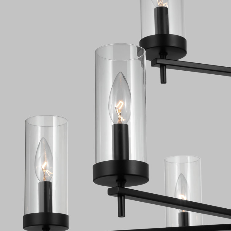 Zire Midnight Black 9-Light Incandescent Chandelier with Clear Glass Shades