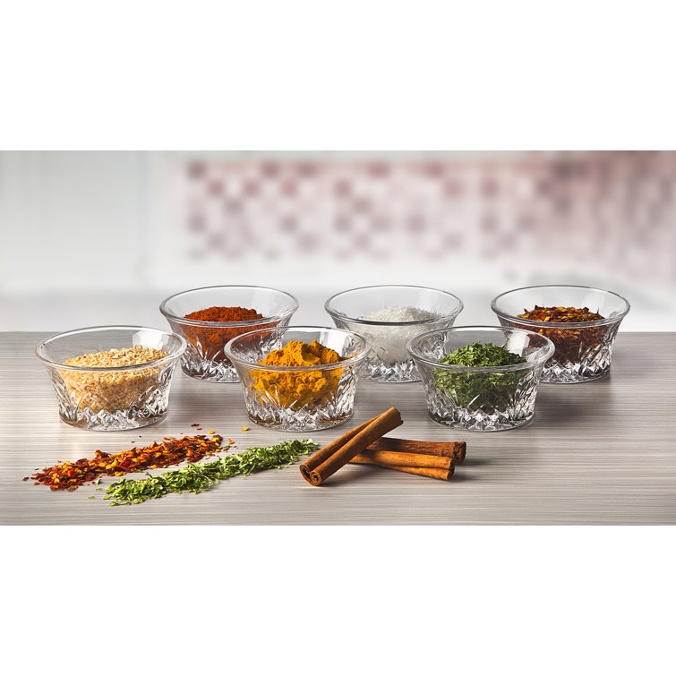 Clear Crystal Glass Traditional Dessert Bowl Set, 6 Pieces