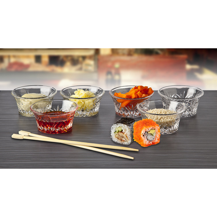 Clear Crystal Glass Traditional Dessert Bowl Set, 6 Pieces