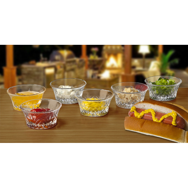 Clear Crystal Glass Traditional Dessert Bowl Set, 6 Pieces