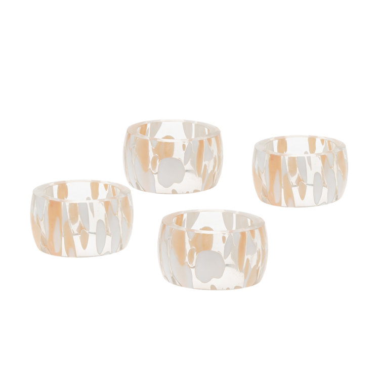 Pink and White Glass Terrazzo Napkin Ring Set