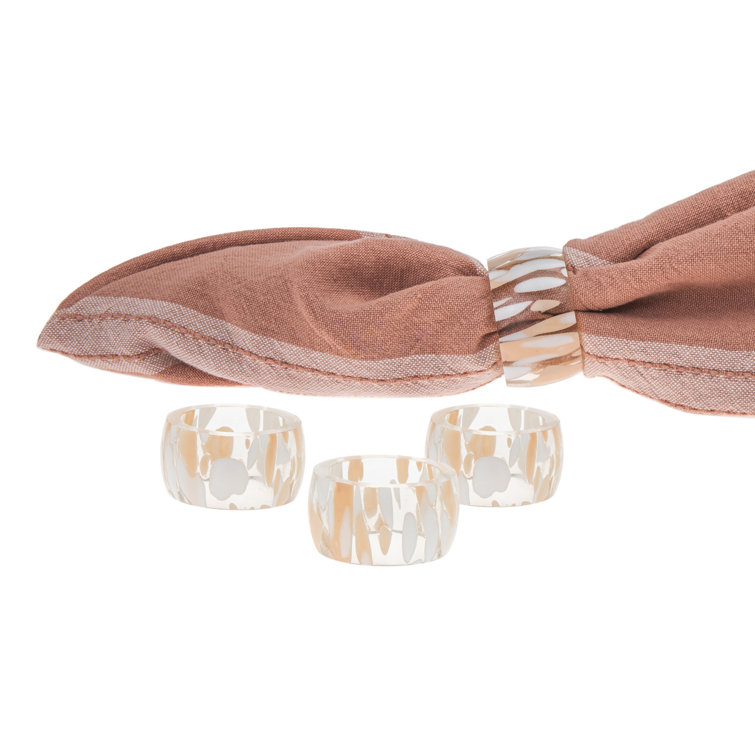 Pink and White Glass Terrazzo Napkin Ring Set