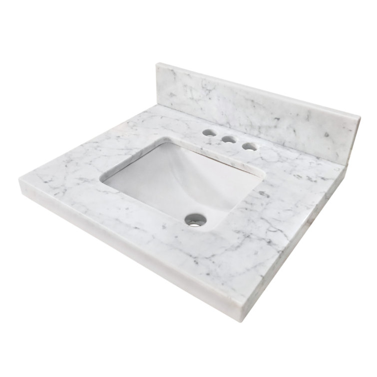 19-Inch Carrara White Marble Vanity Sink Top with Undermount