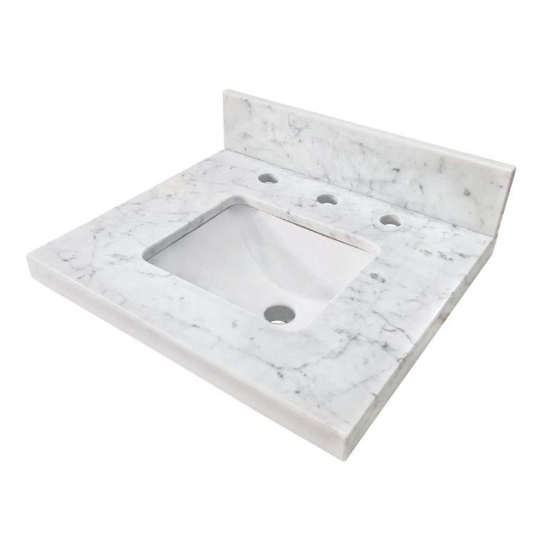 Fredrickson 19-Inch Carrara Marble Vanity Sink Top with Rectangular Undermount Sink