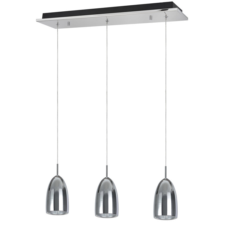 Chrome Crystal 3-Light LED Kitchen Island Pendant