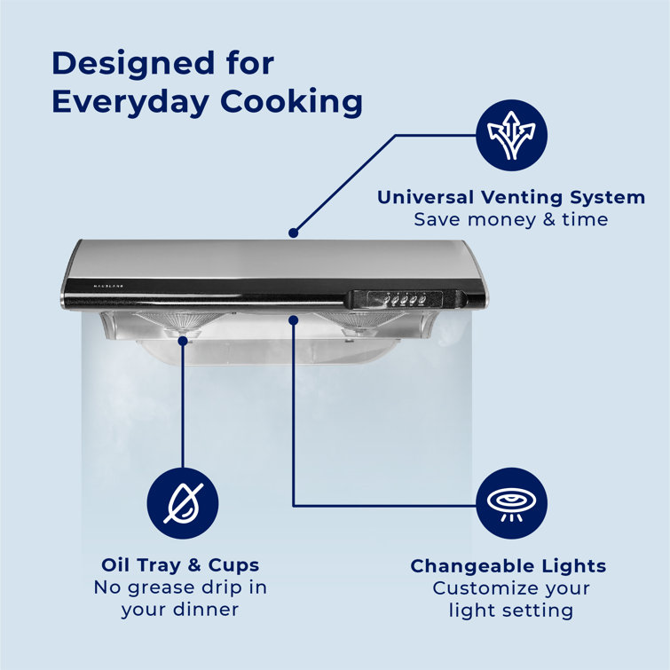 Hauslane 30" Stainless Steel Convertible Under Cabinet Range Hood