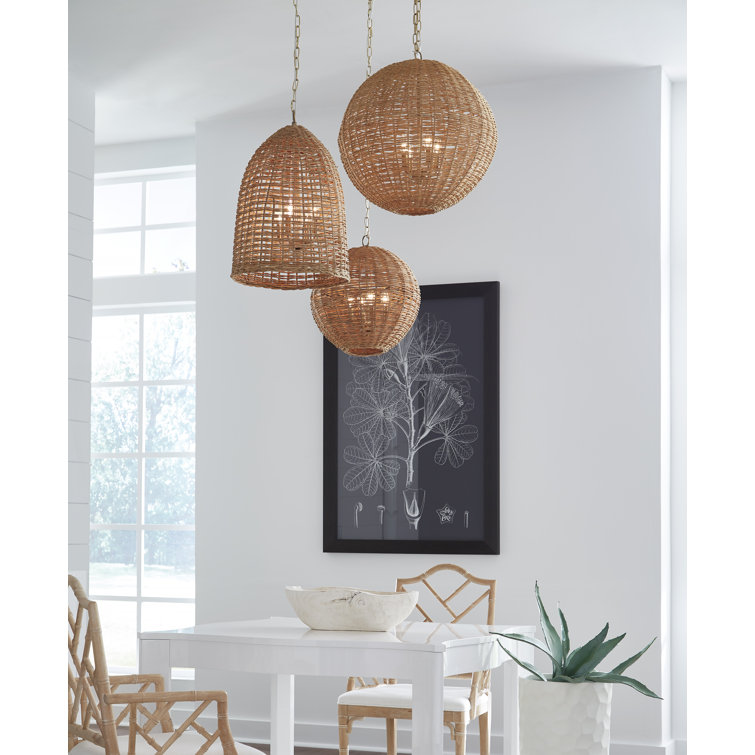 Oakley Brass 4-Light Globe Island Pendant in Natural Finish